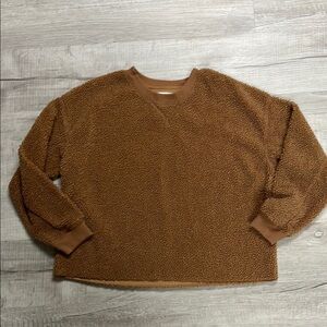 America Eagle Cozy Brown Fleece Pullover medium